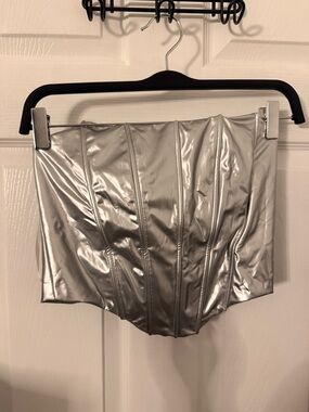 Metallic Silver Corset Top